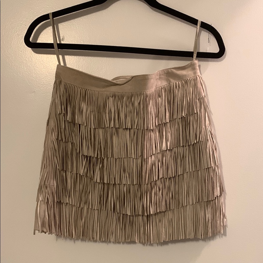 Elegant Tan Fringe Skirt